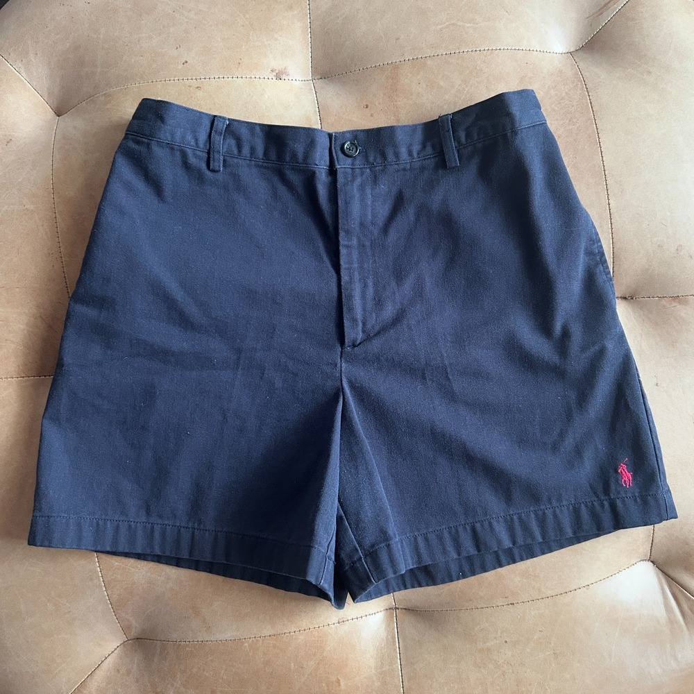 Vintage Ralph Lauren Chino Shorts Womens 12 High Rise Preppy Old Money Pony Logo